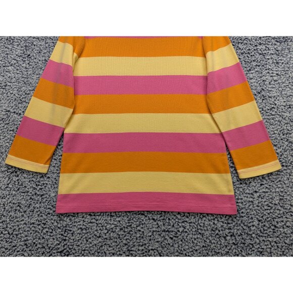 Y2K Talbots Colorblock Top Size M Striped Preppy Colorful 90s Beachy VTG Pink - Picture 4 of 10